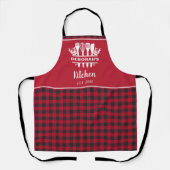 Zwart en Rood Buffel Plaid Keukennaam Schort (Voorkant)