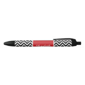 Zwart en rood Chevron Monogram Zwarte Inkt Pen (Bovenkant)