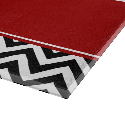 Zwart en rood Chevron Pattern, gepersonaliseerd Snijplank (Hoek)