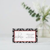 Zwart en rood Damask bruiloft receptie Kaarten (Staand voorkant)
