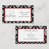 Zwart en rood Damask bruiloft receptie Kaarten (Voorkant / Achterkant)