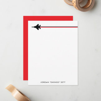 Zwart en rood F-15 Personal Stationery Notitiekaartje