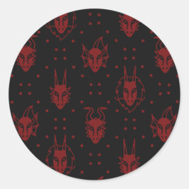 Zwart en rood Fantasy Dragon Diamond Pattern Ronde Sticker