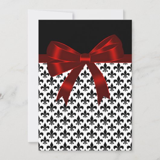 Zwart en rood Fleur De Lis-huwelijk Kaart (Voorkant)