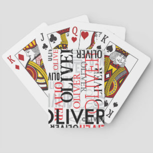 Zwart en rood gedistroyeerde typografie Cool White Pokerkaarten