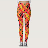Zwart en rood geplakte Leggings (Voorkant)
