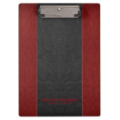Zwart en rood gestikt faux leer klembord (Voorkant)