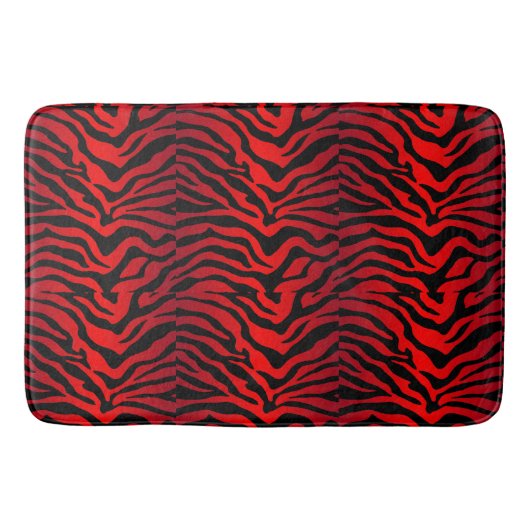 Zwart en rood, gestreepte Zebra Badmat (Voorkant)
