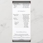 Zwart en Rood Gothic Scroll Bruiloft Programma (Achterkant)