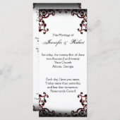 Zwart en Rood Gothic Scroll Bruiloft Programma (Voorkant / Achterkant)