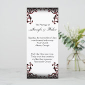 Zwart en Rood Gothic Scroll Bruiloft Programma (Staand voorkant)