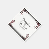 Zwart en Rood Gothic Scroll Bruiloft Servet (Hoek)