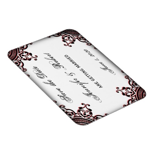 Zwart en Rood Gothic Scroll Save the Date Magneet (Rechterzijde)
