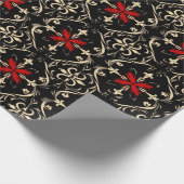 Zwart en Rood Gotisch Patroon Wrapping Papier (Hoek)