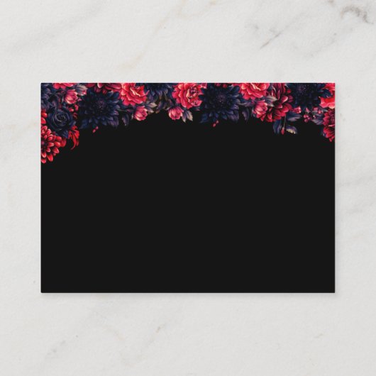 Zwart en rood Gotische Bloemen Dark Enclosure Kaar Informatiekaartje (Achterkant)