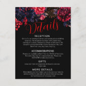 Zwart en rood Gotische Bloemen Dark Enclosure Kaar Informatiekaartje (Voorkant)