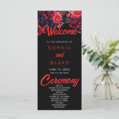 Zwart en rood Gotische Bloemen Dark Wedding Progra (Staand voorkant)