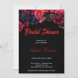 Zwart en rood Gotische Bloemen Donker Vrijgezellen Kaart