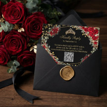 Zwart en rood gouden vlinder Quinceañera