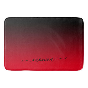 Zwart en rood Gradient Elegant Naam Badmat