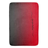 Zwart en rood Gradient Elegant Naam Badmat (Voorkant Verticaal)