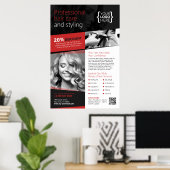 Zwart en Rood Haar Salon, Kapper Poster (Thuiskantoor)