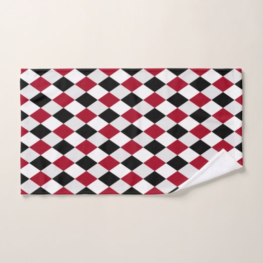 Zwart en rood Harlequin Diamond Pattern Bath Bad Handdoek (Handdoek)