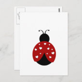 Zwart en rood hart Ladybug Briefkaart (Voorkant / Achterkant)