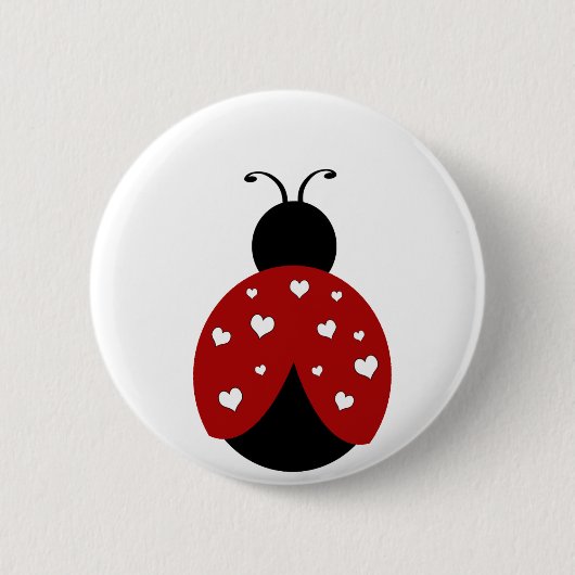 Zwart en rood hart Ladybug Ronde Button 5,7 Cm (Voorkant)