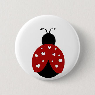 Zwart en rood hart Ladybug Ronde Button 5,7 Cm