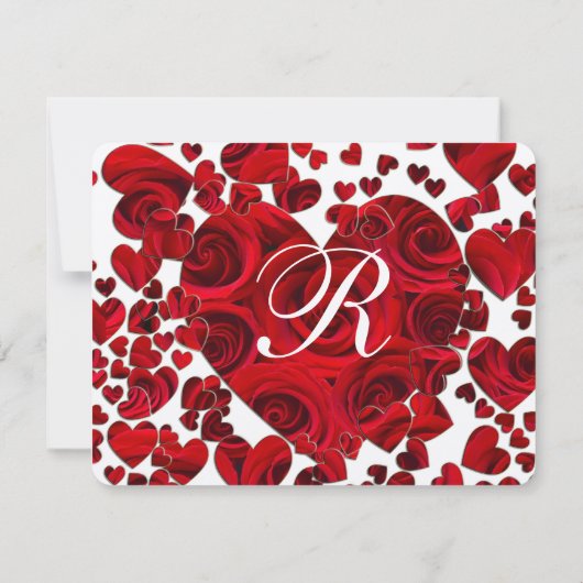 Zwart en Rood Hart Rozen Bruiloft RSVP (Achterkant)