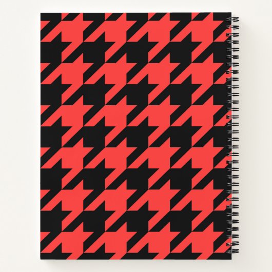 Zwart en Rood Houndstooth Notitieboek (Achterkant)