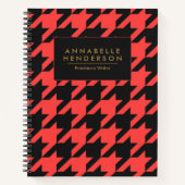 Zwart en Rood Houndstooth Notitieboek (Voorkant)