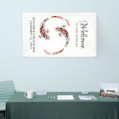 Zwart en rood Japans Koi Vissen Kunsthuwelijk Spandoek (Beurs)