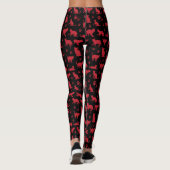 Zwart en Rood Kitten Print met Cat Paws Leggings (Achterkant)