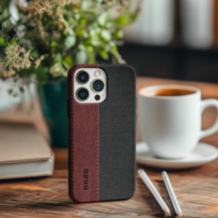 Zwart en rood  kunstleder iPhone XR hoesje