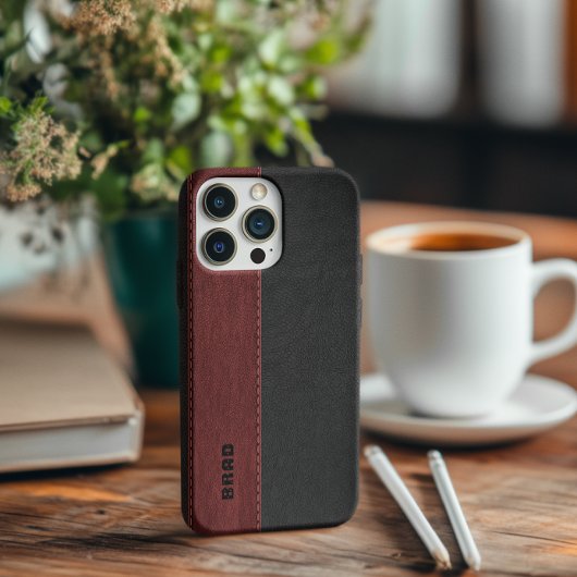 Zwart en rood kunstleder Case-Mate iPhone case