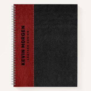 Zwart en rood  Leather Aged Look Notitieboek