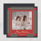 Zwart en rood lint grens kerst Kaart (Voorkant / Achterkant)