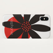 Zwart en rood madeliefje bloem en naam bloemig Case-Mate iPhone case (Achterkant (horizontaal))