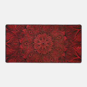 Zwart en Rood Mandala Flower Zen Cool Neutral Goth Bureaumat