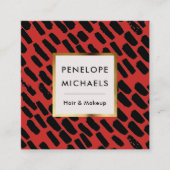 Zwart en rood met Lijst Vierkante Visitekaartje (Voorkant)