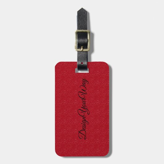Zwart en rood Modern Monogram gepersonaliseerd Bagagelabel (Voorkant verticaal)