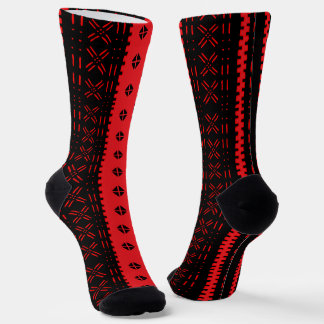 Zwart en rood Modern Mudcloth Mode Sokken