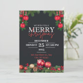 Zwart en Rood Moderne Uitnodiging van het Kerstmis (Staand voorkant)