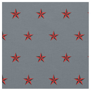 Zwart en rood nautisch sterpatroon op leigrijs stof