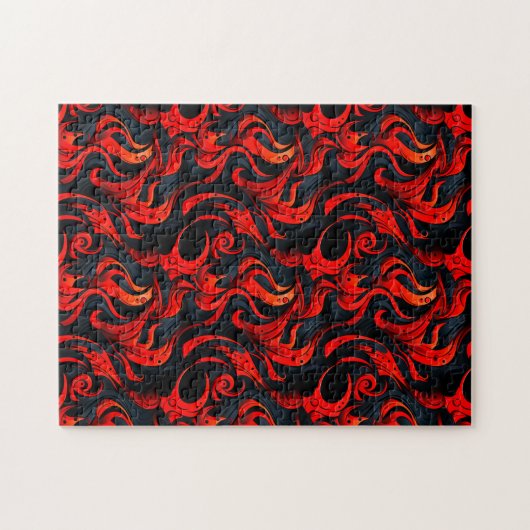 Zwart en Rood Ontwerp Legpuzzel (Horizontaal)