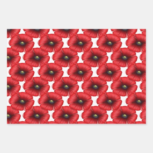 Zwart en rood papavers inpakpapier vellen (Voorkant 2)