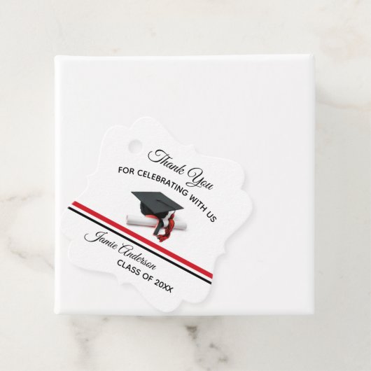 Zwart en rood Pet en Tassel | AFSTUDEREN Bedankjes Labels (In situ)