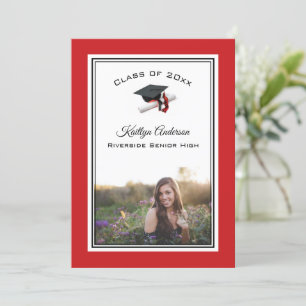 Zwart en rood Pet en Tassel   Foto-Afstuderen Kaart